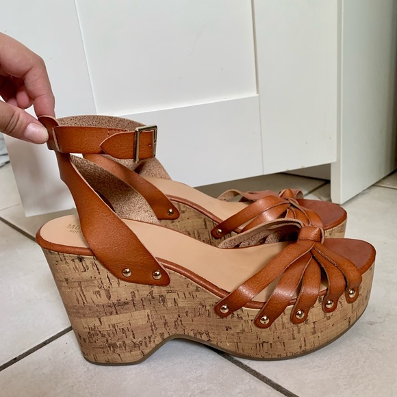 Mossimo Cognac Erie Cork Style Wedge Strappy Sandals SIZE 10 - Picture 4 of 14
